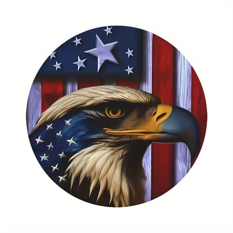 2pcs/set American Flag Eagle Pattern Coasters - Durable PU Leather, Non Slip, Waterproof, Heat-Insulating, and Easy to Clean - Perfect for Car Interior Decor and Desktop Decor, Multipurpose Coasters for Cars, Dining Tables, a