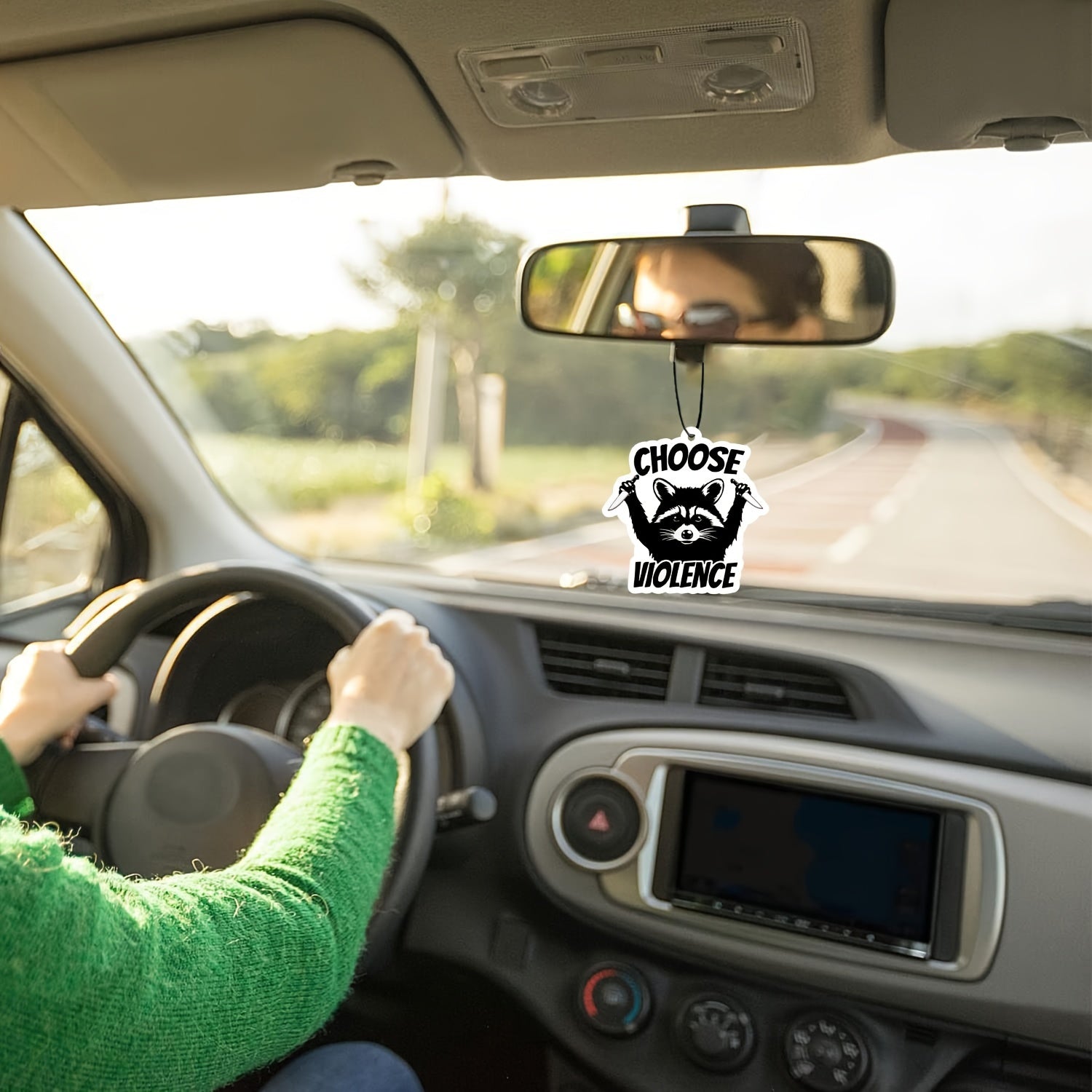 1pc Choose Raccoon Pattern Car Aromatherapy Tablet, Wardrobe Air Freshener, Car Rearview Mirror Decoration, Car Interior Accessories Eid Al-Adha Mubarak