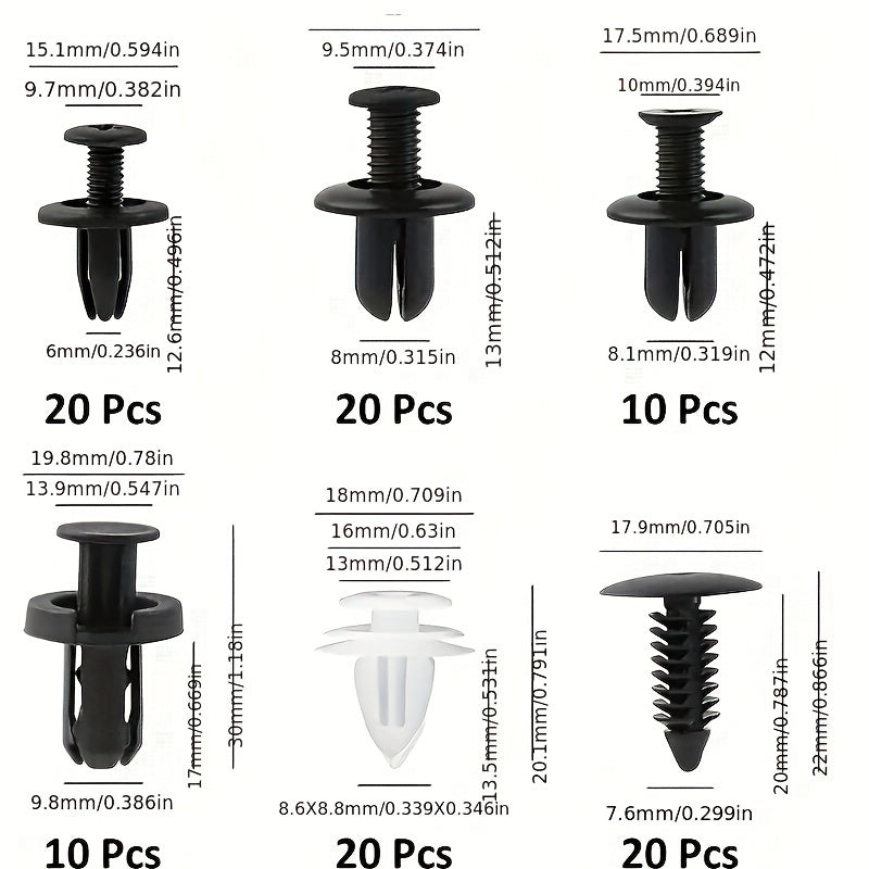 Automotive Plastic Buckle Mixed Universal Body Fixing Screw Clip Nylon Clip [Model: HE26] [OPP Bag Packaging] [Combined 60pcs, Separate 100pcs]