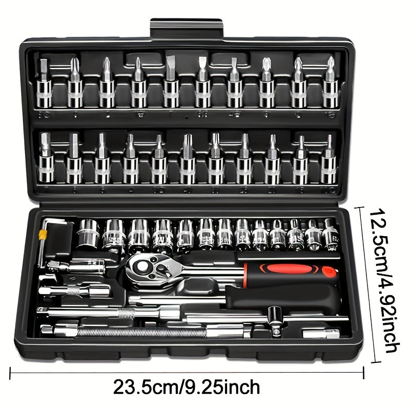 High-end Professional Tool Set, Automotive/motorcycle/bicycle Repair Mechanical Tool Kit, 1/4 Inch Drive Depth And Standard Wrench Set, Racing-grade Automotive Parts Repair Ratchet Wrench, And Other Automotive Repair Accessor