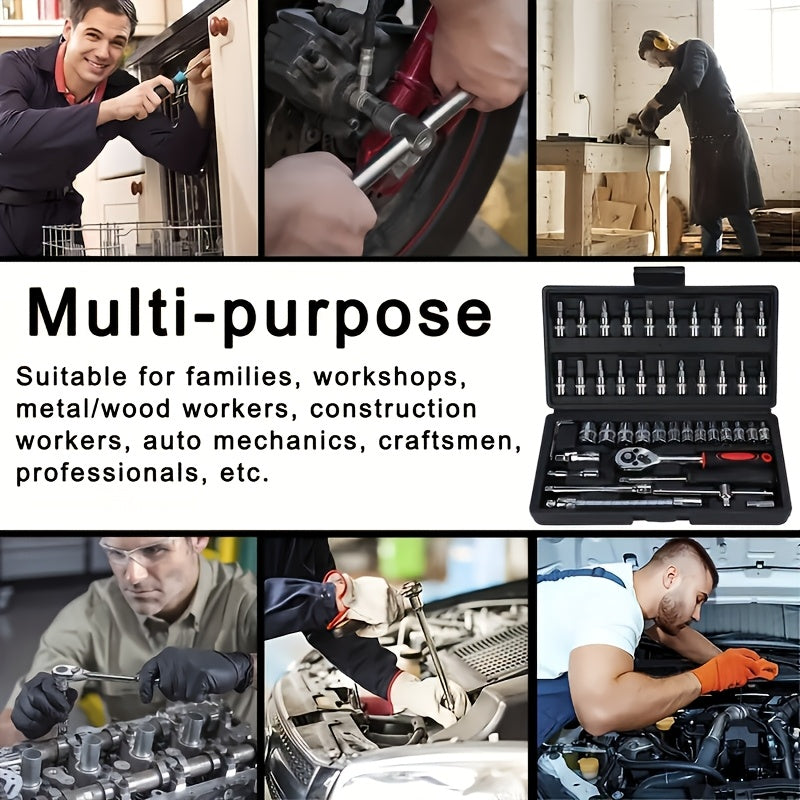 High-end Professional Tool Set, Automotive/motorcycle/bicycle Repair Mechanical Tool Kit, 1/4 Inch Drive Depth And Standard Wrench Set, Racing-grade Automotive Parts Repair Ratchet Wrench, And Other Automotive Repair Accessor