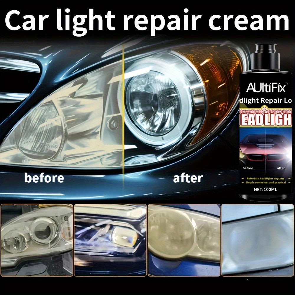 AULTIFIX Car Headlight Repair Cream, 3.38oz, Anti-Oxidation & Scratch Repair, PVC Plastic Polish, Universal Fit for Car Light Maintenance & Care