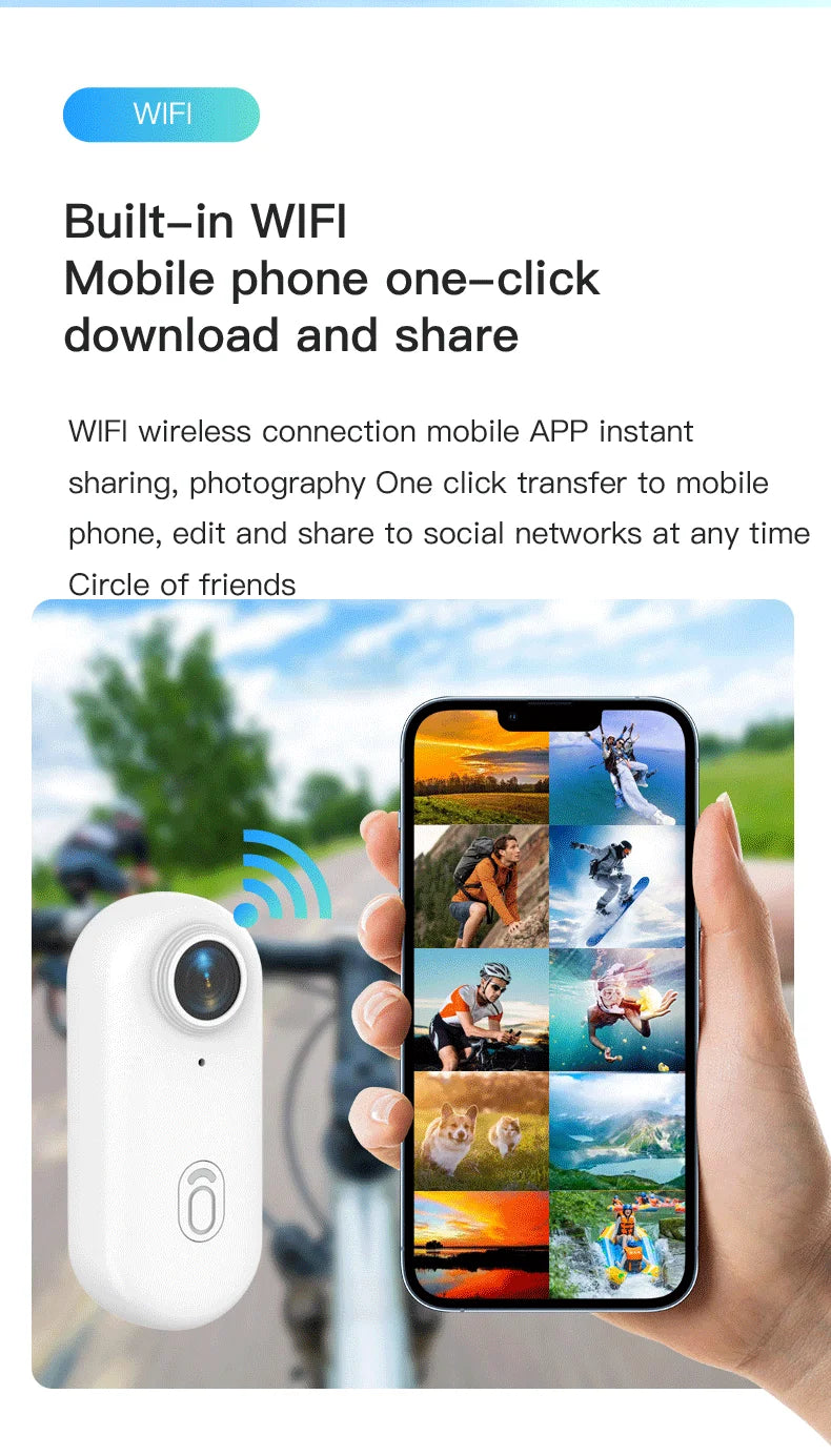 Magnetic 4K Mini Action Camera HD 1080P WiFi Wireless Body Mount POV Holder Bodycam Vlogging Motorcycle Helmet Sports Video Cam