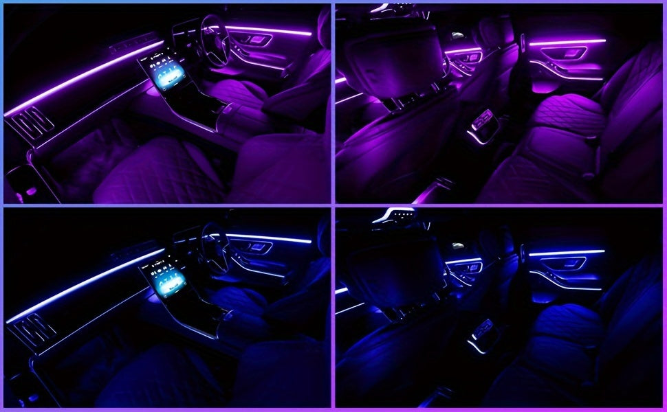 196 Inch Car Interior LED Strip Lights, RGB USB Ambient Led Lighting Kit With App Control Fiber Optics&Music Sync Rhythm, for Car Door, Console&Dashboard
