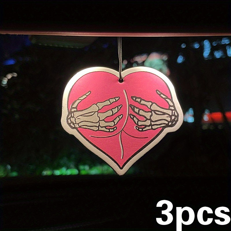 1pc/3pcs Heart Skull Hands Car Aromatherapy, Car Perfume, Rearview Mirror Hanging Decor, Car Air Fresheners, Car Interior Accessories