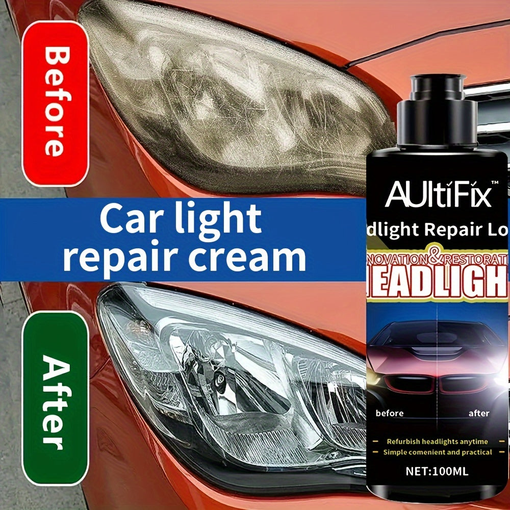 AULTIFIX Car Headlight Repair Cream, 3.38oz, Anti-Oxidation & Scratch Repair, PVC Plastic Polish, Universal Fit for Car Light Maintenance & Care
