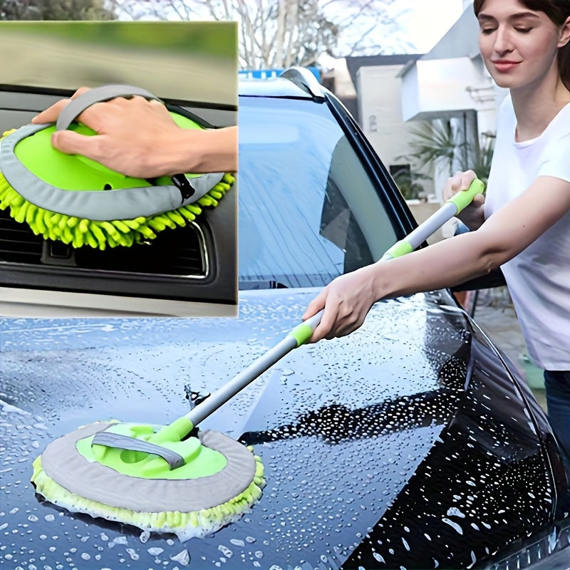 47.5" Long Handle Car Wash Brush Mop Kit for Washing, Detailing, Cleaning Automotive Truck SUV RV Trailer with Sponge Duster Mitt, Won't Hurt Paint