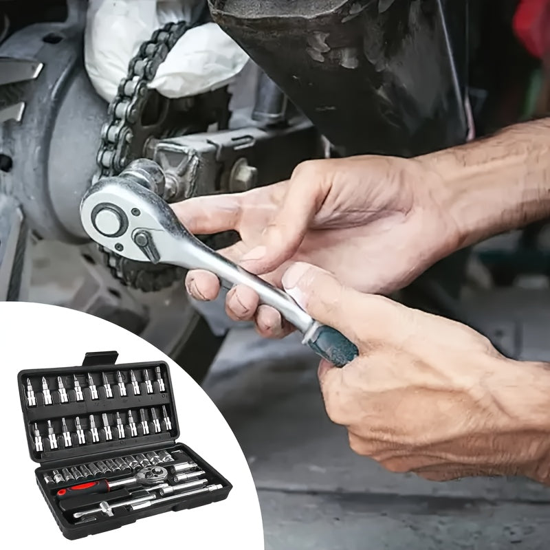High-end Professional Tool Set, Automotive/motorcycle/bicycle Repair Mechanical Tool Kit, 1/4 Inch Drive Depth And Standard Wrench Set, Racing-grade Automotive Parts Repair Ratchet Wrench, And Other Automotive Repair Accessor